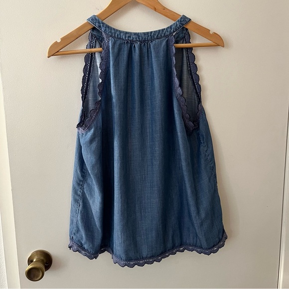 Anthropologie x Current Air Blue Chambray Top - Picture 3 of 4